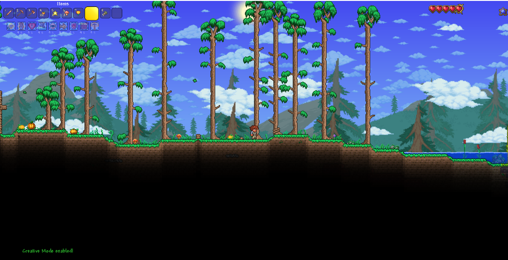 In-game creative mode plugin showing